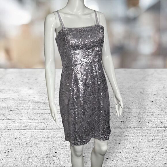 BCBG Violet Sequin Dress Removable Straps - Picture 2 of 8